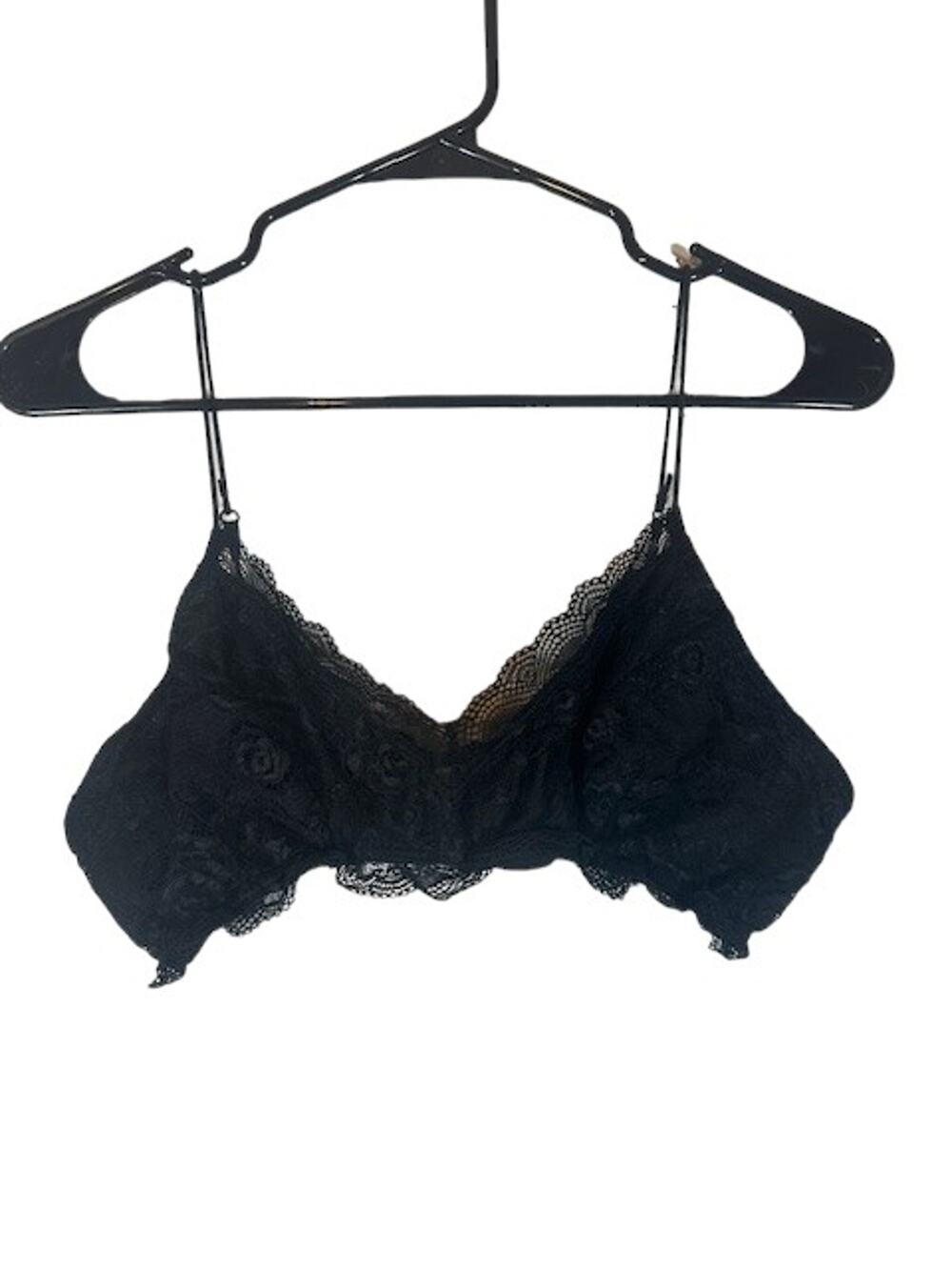 Leith Black Lace Triangle Adjustable Straps Layered Bandeau Women Sz L